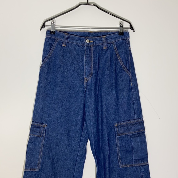 J Galt Brandy Melville Wide Leg Cargo Denim Jeans - Picture 4 of 10